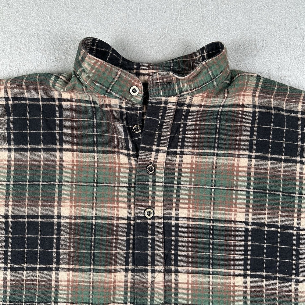 The Vermont Flannel Co Shirt Men's‎ XL Green Black Plaid 1/4 Button Band Collar - Picture 2 of 16